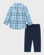 Image 2 of 6: Andy & Evan Boy's Button Down Shirt W/ Bow Tie And Trousers Set, Size Newborn-18M