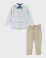 Image 1 of 5: Andy & Evan Boy's Button Down Shirt W/ Bow Tie And Trousers Set, Size 2-7