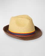 Image 1 of 4: Paul Smith Men's Bright Stripe Straw Fedora Hat