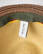 Image 4 of 4: Paul Smith Men's Bright Stripe Straw Fedora Hat