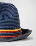 Image 3 of 4: Paul Smith Men's Bright Stripe Straw Fedora Hat