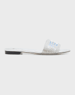 Image 1 of 5: Fendi Crystal Logo Flat Resort Sandals