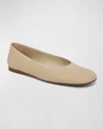Image 3 of 4: Vince Leah Leather Square-Toe Ballerina Flats