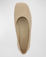 Image 4 of 4: Vince Leah Leather Square-Toe Ballerina Flats