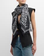 Image 3 of 3: Balmain Monogram Wool-Modal Scarf