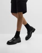 Image 2 of 6: Ferragamo Men's Fiorello Leather Bit-Strap Loafers