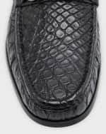 Image 4 of 6: Ferragamo Men's Grandioso 3 Croc-Effect Bit Loafers