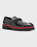 Image 4 of 5: Ferragamo Men's Fiorello Patent Tonal-Bit Loafers