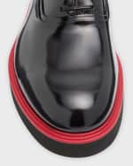 Image 3 of 5: Ferragamo Men's Fiorino Leather Derby Loafers
