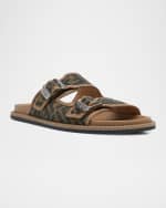 Image 5 of 6: Fendi Men's FF Jacquard Slide Sandals