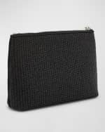 Image 4 of 6: Givenchy Travel Zip Top Pouch in Raffia with Wristlet