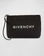 Image 1 of 6: Givenchy Travel Zip Top Pouch in Raffia with Wristlet