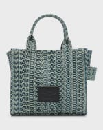 Image 1 of 6: Marc Jacobs The Washed Monogram Denim Crossbody Tote Bag