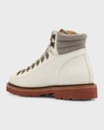 Image 2 of 5: Brunello Cucinelli Men's Leather Hiking Boots