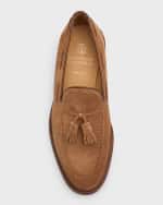 Image 5 of 5: Brunello Cucinelli Men's Suede Tassel Loafers