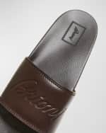 Image 3 of 5: Brioni Men's Leather and Rubber Slide Sandals