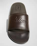 Image 5 of 5: Brioni Men's Leather and Rubber Slide Sandals
