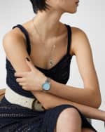 Image 2 of 4: Gucci Signature Bee Automatic Bracelet Watch with Turquoise Dial