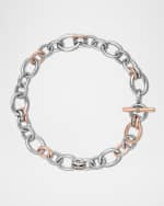 Image 1 of 3: David Yurman DY Mercer Necklace with Diamonds and 18K Rose Gold in Silver, 25mm, 17"L