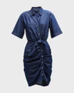 Image 1 of 6: Veronica Beard Jeans Hensley Ruched Denim Shirtdress