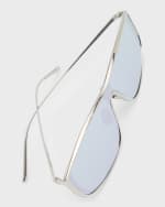 Image 5 of 5: Saint Laurent Men's Sl 605 Metal Rectangle Sunglasses