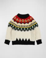 Image 1 of 4: Moncler Grenoble Girl's Fair Isle Wool Knit Sweater, Size 8-14