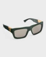 Image 1 of 5: Bottega Veneta BV1178S Acetate & Metal Rectangle Sunglasses