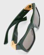 Image 5 of 5: Bottega Veneta BV1178S Acetate & Metal Rectangle Sunglasses