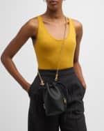 Image 2 of 6: Chloe Marcie Micro Bucket Bag in Leather with Chain Strap