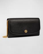 Image 2 of 4: Tory Burch Robinson Flap Leather Wallet with Chain Strap