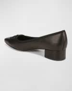 Image 2 of 5: Veronica Beard Cecelia Leather Block-Heel Ballerina Pumps