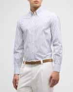 Image 2 of 6: Brunello Cucinelli Men's Cotton Stripe Sport Shirt