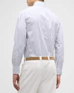 Image 3 of 6: Brunello Cucinelli Men's Cotton Stripe Sport Shirt
