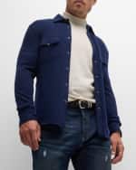 Image 4 of 6: Brunello Cucinelli Men's Western Cashmere-Blend Overshirt
