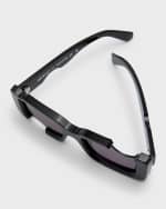 Image 5 of 5: Off-White Cade Cut-Out Acetate Rectangle Sunglasses
