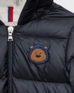 Image 3 of 3: Moncler Kid's Odon Bear Patch Puffer Jacket, Size 12M-3
