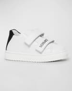 Image 4 of 5: Versace Boy's Grip Strap Calf Leather Sneakers, Baby/Toddlers