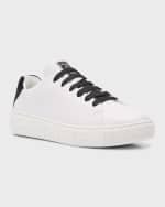 Image 4 of 5: Versace Kid"s Bicolor Leather Low-Top Sneakers, Kids