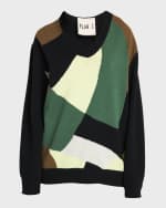 Image 2 of 6: Plan C Foulard Cashmere-Blend Colorblock Intarsia Knit Sweater