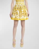 Image 2 of 6: Dolce&Gabbana Printed Poplin Short Skirt with Pleating
