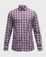 Image 2 of 6: ZEGNA Men's Cotton Check-Print Sport Shirt