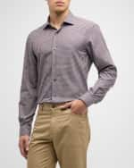 Image 1 of 6: ZEGNA Men's Micro-Check Sport Shirt