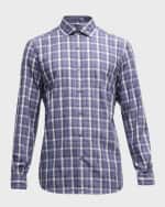 Image 1 of 6: ZEGNA Men's Cotton Plaid Sport Shirt