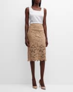 Image 5 of 7: St. John Fern Leaf Lace Midi Skirt