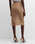 Image 4 of 7: St. John Fern Leaf Lace Midi Skirt