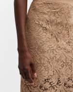 Image 6 of 7: St. John Fern Leaf Lace Midi Skirt