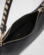 Image 5 of 6: Valentino Garavani Rockstud Grain Leather Hobo Bag