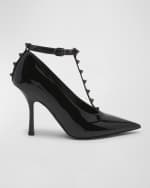 Image 1 of 6: Valentino Garavani Rockstud Patent T-Strap Pumps