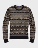 Image 2 of 5: Ralph Lauren Purple Label Men's Silk-Cashmere Patterned Sweater
