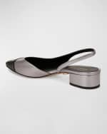 Image 3 of 6: Veronica Beard Cecile Metallic Slingback Ballerina Flats